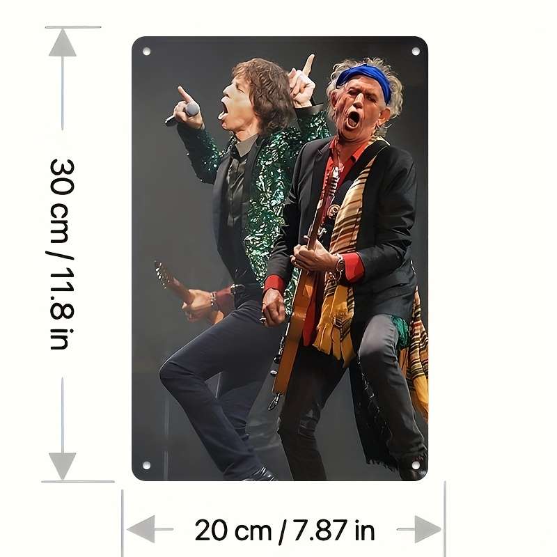 1pc Vintage Rolling Stones Band Metal Poster 20.32x30.48 cm Tin Sign with Iconic Mick Jagger Gu