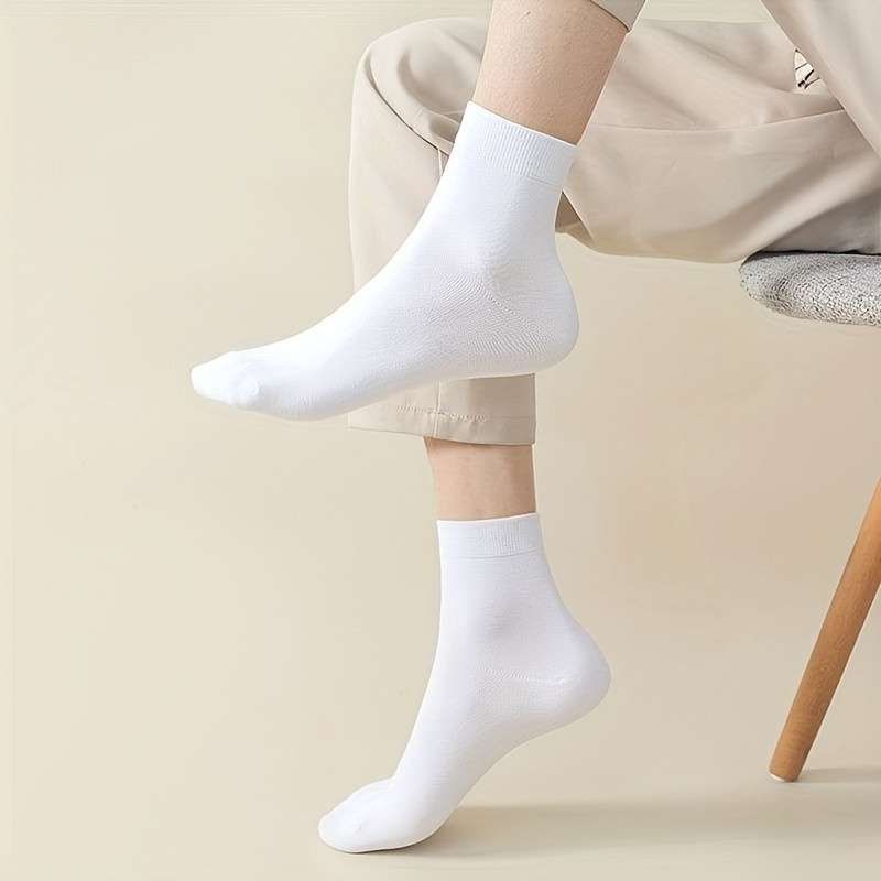 10 Pairs White One Size High Elastic Socks
