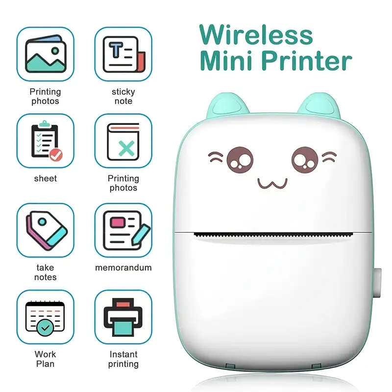 1pc Wireless Mini Thermal Printer Wireless Mini Thermal Printer Portable Label Maker 200dpi