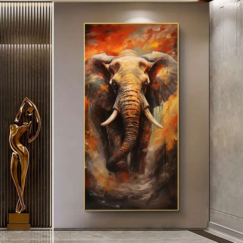 1pc Abstract Elephant Canvas Wall Art Modern Colorful Animal Pictures Print On Canvas Wildlife Artwo