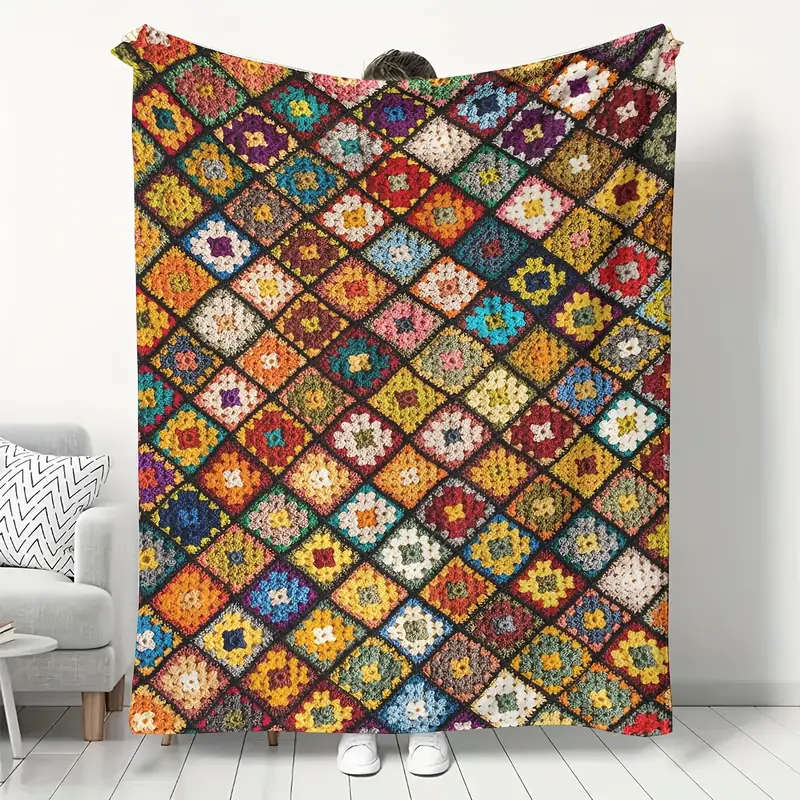 1 Bohemian Floral Print Flannel Blanket 130*150CM