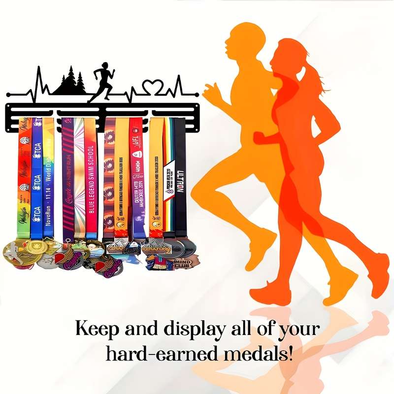 1pc Boho Metal Marathon Runner Medal Hanger 39.98cm Decorative Wall Art Display Rack for Home Offi