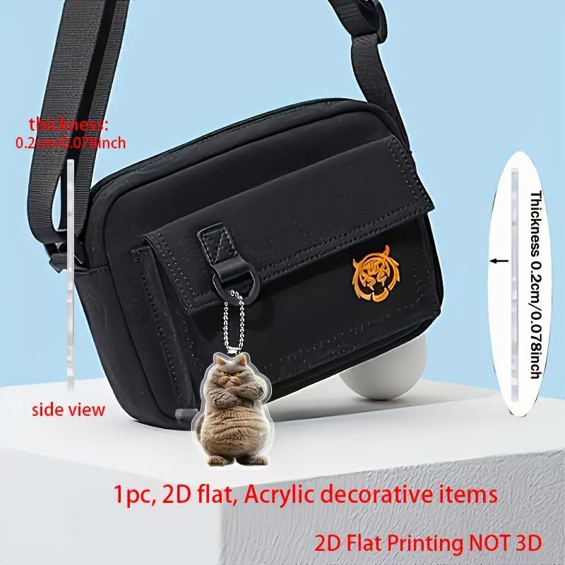 1pc 2D Flat  Modern Style  Print Acrylic Cat Car Hanging Decoration No Feathers No Power