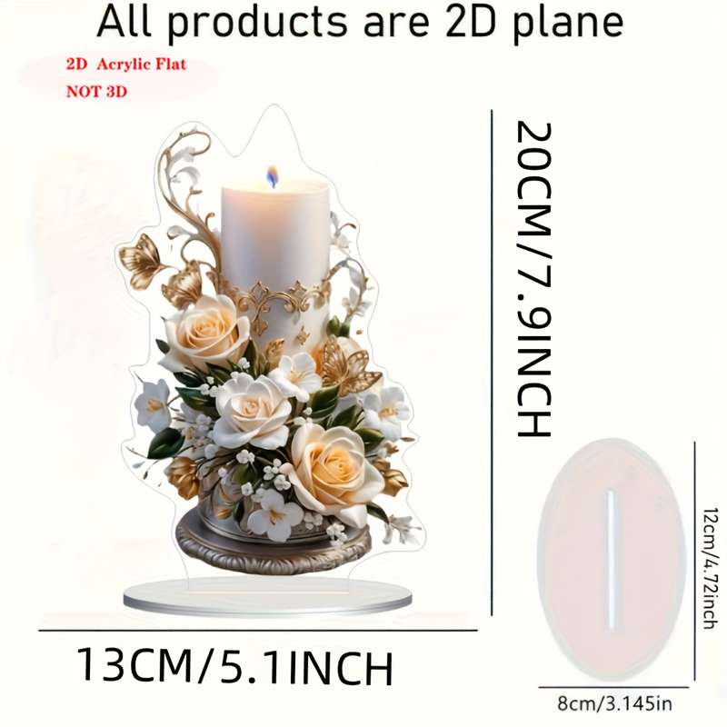 1pc 2D Flat    Bohemian Acrylic with Base-Flower Themed Decorative Plaque Suitable for B