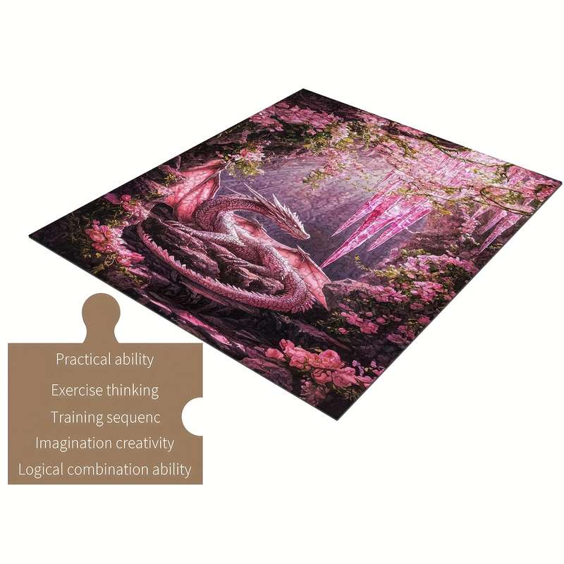 1000pcs Jigsaw Puzzle Vibrant Dragon Floral Forest Scene Intermediate Skill Leve