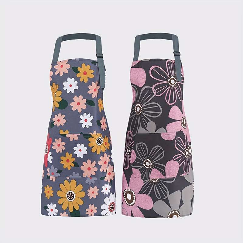 1pc Fashionable Women's floral apron with pockets adjustable perfect for cooking baking garden