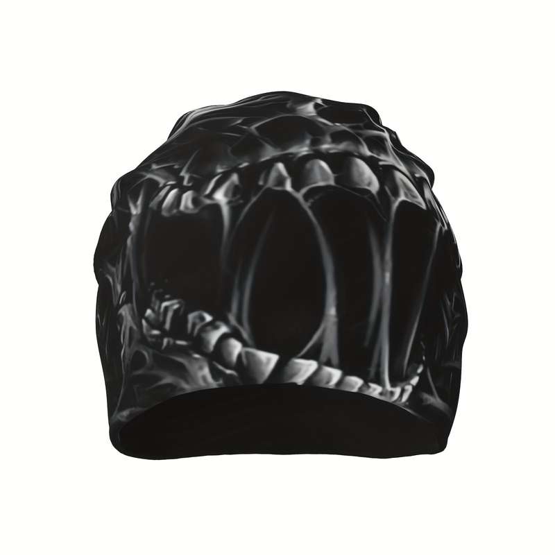 1pc Men's Gothic Skull Beanie Lightweight Windproof Polyester Hat for Spring Autumn Unique F