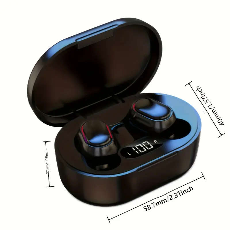 1set Touch Control Wireless Earbuds with LED Display In-Ear TWS Headphones for Sports Music Gaming C