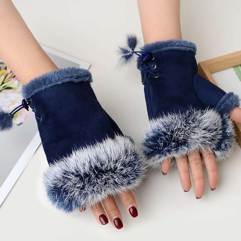 1 Pair Khaki Warm Gloves