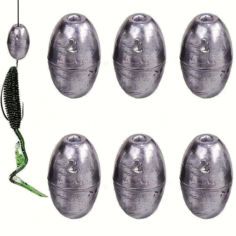 60pcs Olive Shaped Hollow Ferroalloy Fishing Lead Pendant-2 Grams Weight Hollow Design for Long Dist