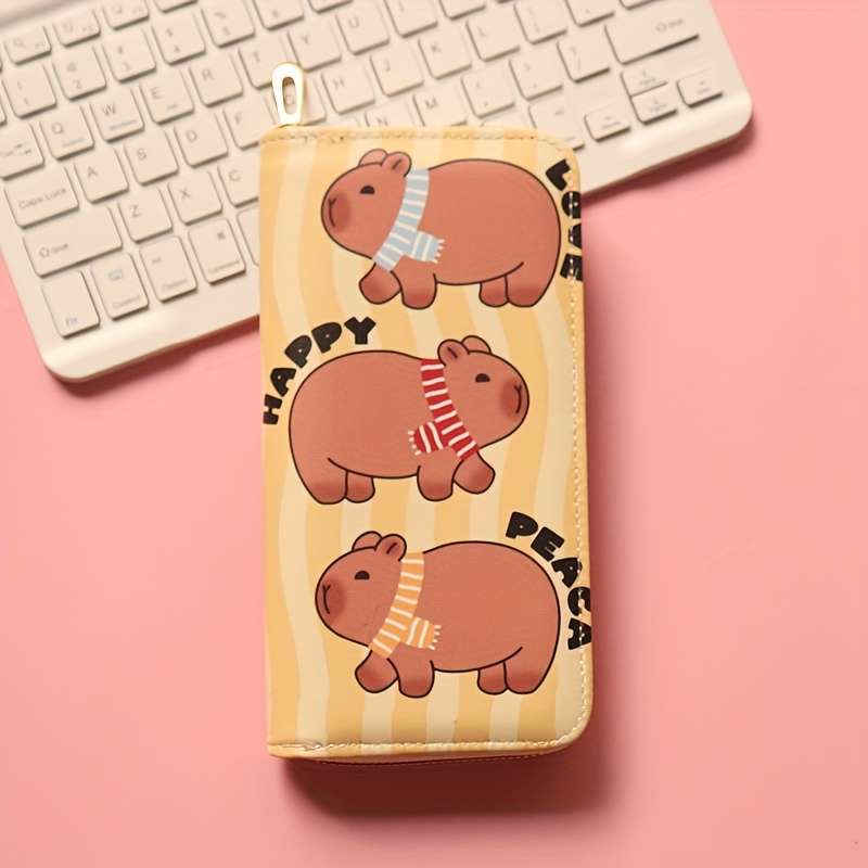 1pc Capybara-Themed Long Wallet for Girls Women Large Capacity Multi-Card Slots Synthetic Fau