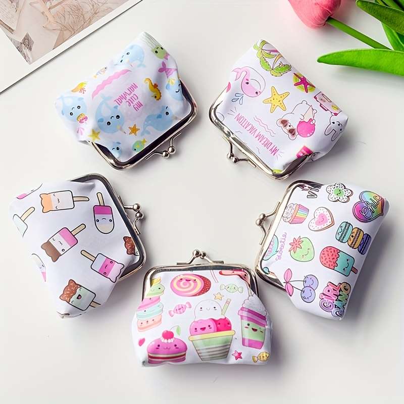1pc Cute Cartoon Coin Purse Wallet Stylish Mini Storage Pouch for Lipstick Keys Cards Coins