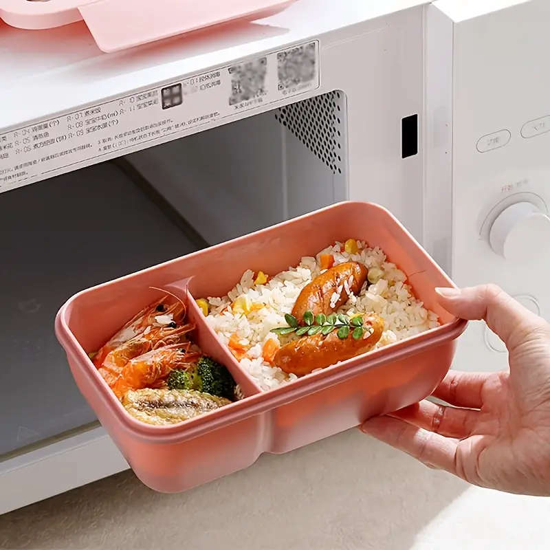 1pc Lunch Box Set Casual Style Bento Box with Dividers Microwave Dishwasher Safe Plastic Meal Prep C