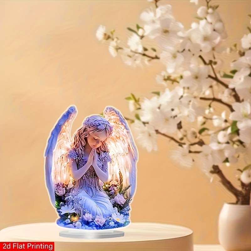 1pc 2D Flat    Print Bohemian Style 20.07x14.99 cm Acrylic Desktop Decoration with Base Mu