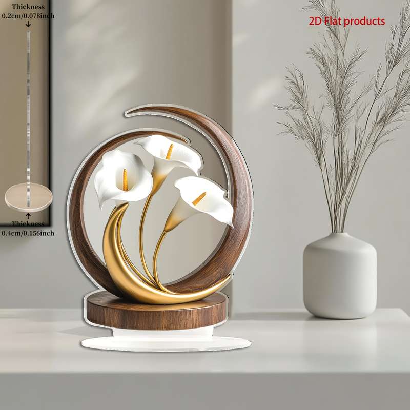 1pc 2D Flat   White for Lotus Themed  Acrylic Decoration Suitable for Living Room K