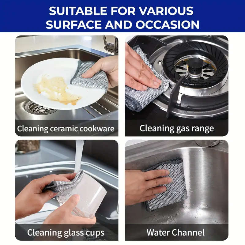 8pc Miracle Cleaning Cloths Super Durable Mesh Microfiber Square Low Lint Knit Fabric Space Theme