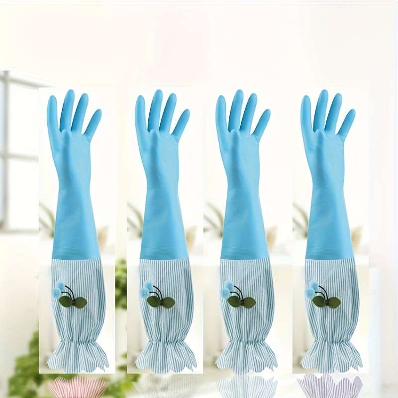 2 Pairs Pink And Blue Household Cleaning Gloves