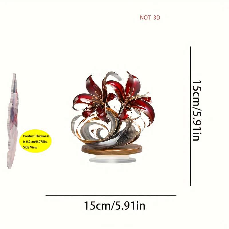1pc 2D Flat   Blessing Health Lily Flower Desktop Decoration Suitable for Bedroom Cafe an