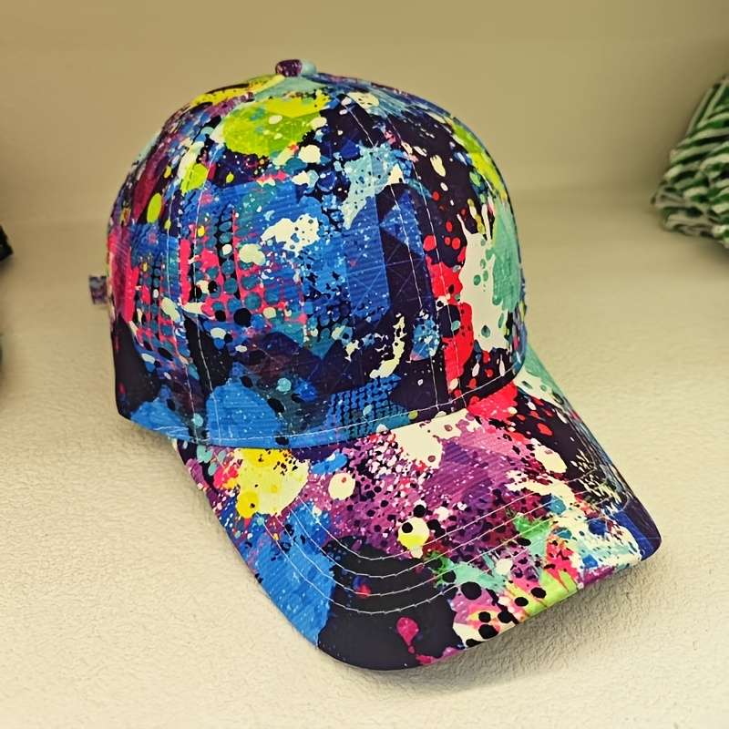 1pc Vibrant Tie-Dye Baseball Cap Lightweight Adjustable Polyester Sun Protection Toggle Closu