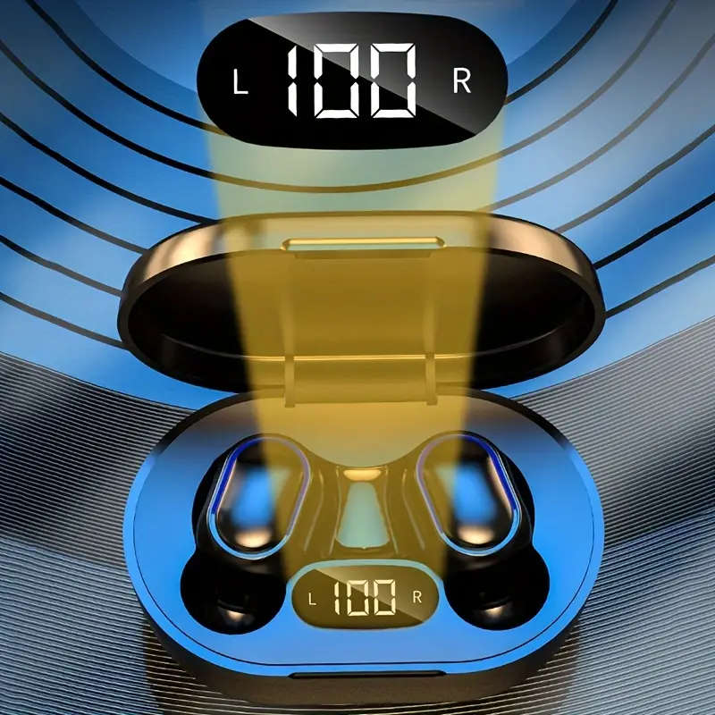 1set Touch Control Wireless Earbuds with LED Display In-Ear TWS Headphones for Sports Music Gaming C