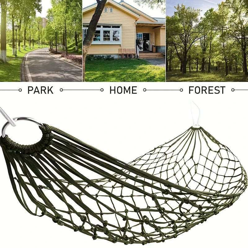1pc Portable Hammock Net With Nylon Rope And Hooks For Outdoor Adventure Outdoor Camping Suitable Fo