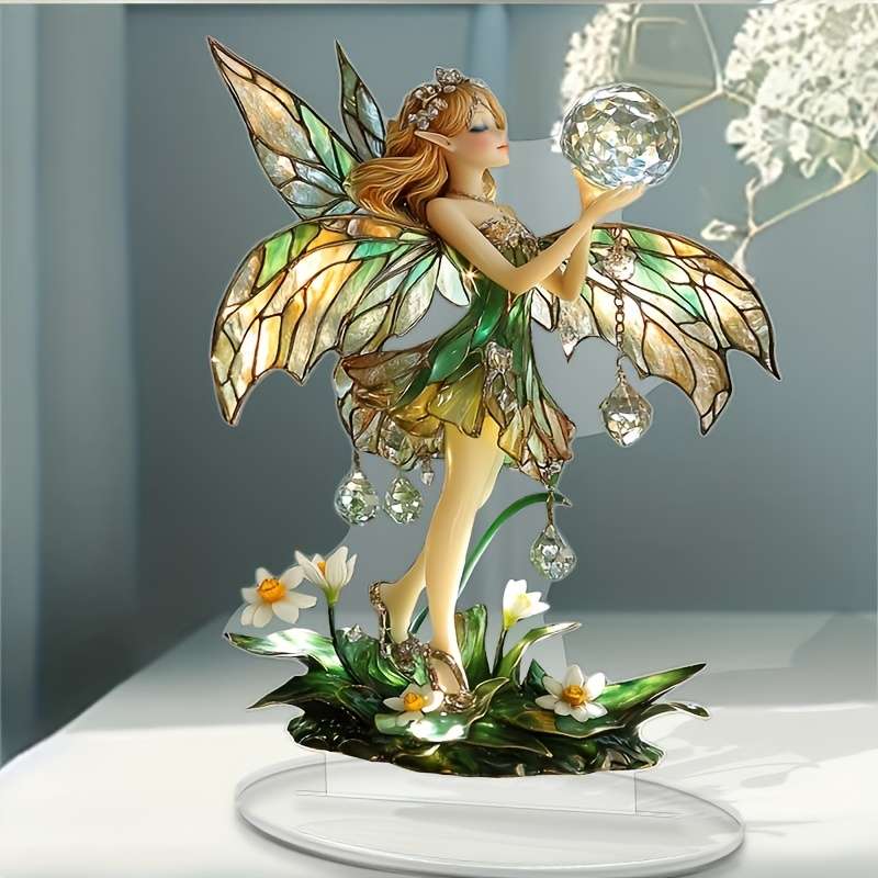 1pc 2D Flat  Enchanted Fairy Acrylic Desk Ornament 17.78cm x 15.24cm Perfect Birthday Gift for S