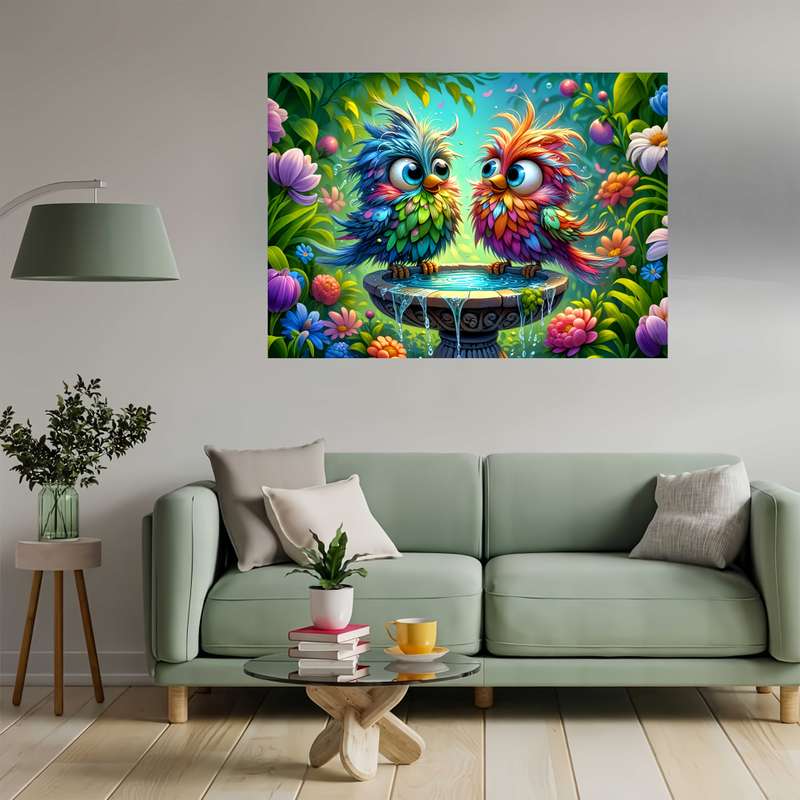 1000pcs Fluffy Birds DIY Jigsaw Puzzle Vibrant Whimsical Design with Colorful Feath