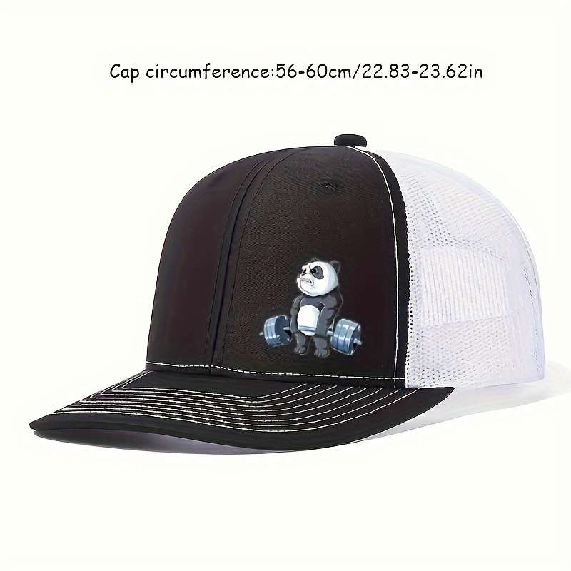 1pc Panda-Themed Breathable Polyester Baseball Cap Adjustable Snapback with Knitted Craftsmanship