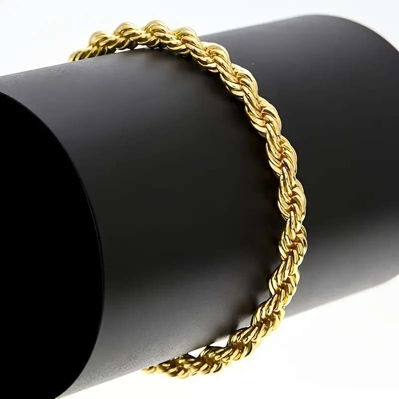 2 Piece Set 4mm Unisex 18K Golden Plated Necklace and Bracelet