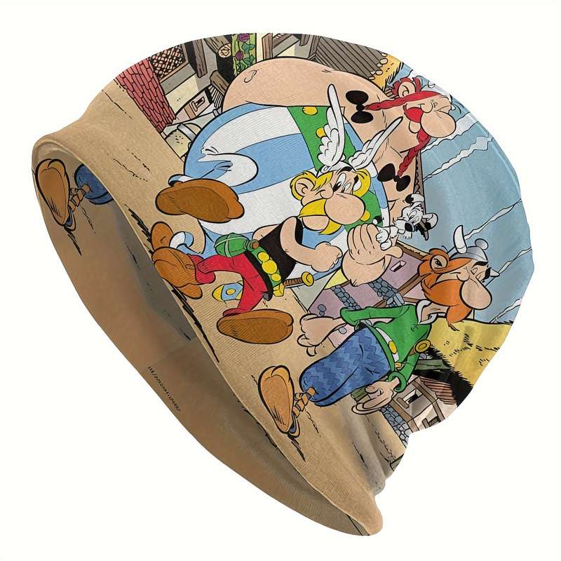 1pc Retro Comic Men's Skullies Beanies Vibrant Cartoon Print Street Style Fashion Caps Warm