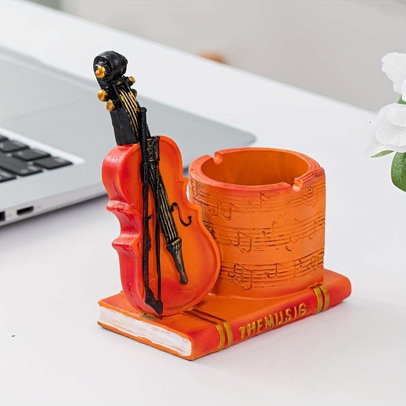 1pc Vintage Violin Ashtray Unique Resin Craft for Home Bar Decor Romantic Gift Idea