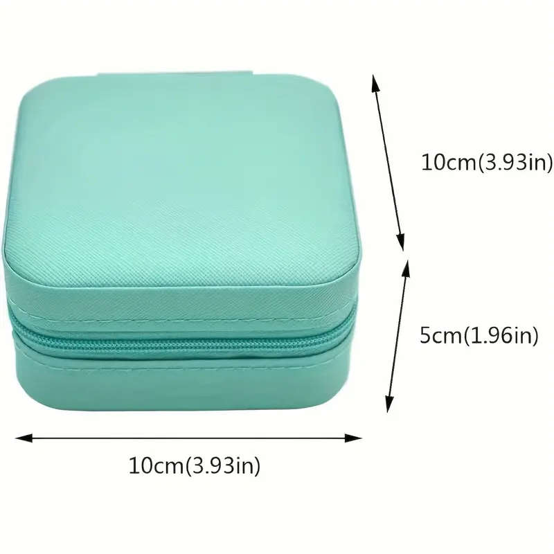 1pc Classic Leather Jewelry Organizer Box with Zipper Closure Tabletop Rectangle Storage Case with F