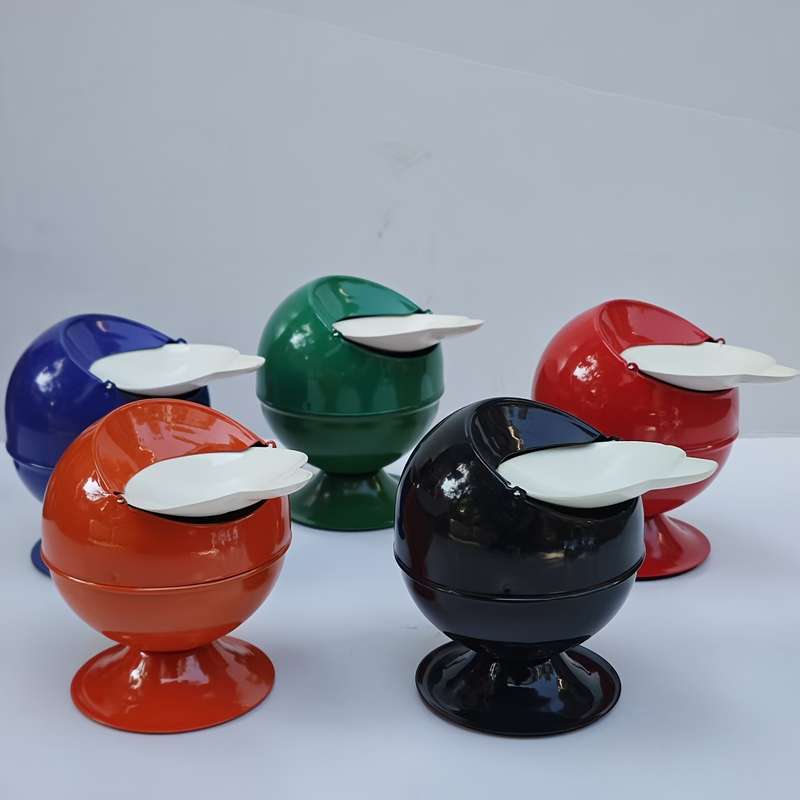 1pc Classic Metal Ashtray with Lid Round Creative Design No Electricity Needed Ideal for Bed
