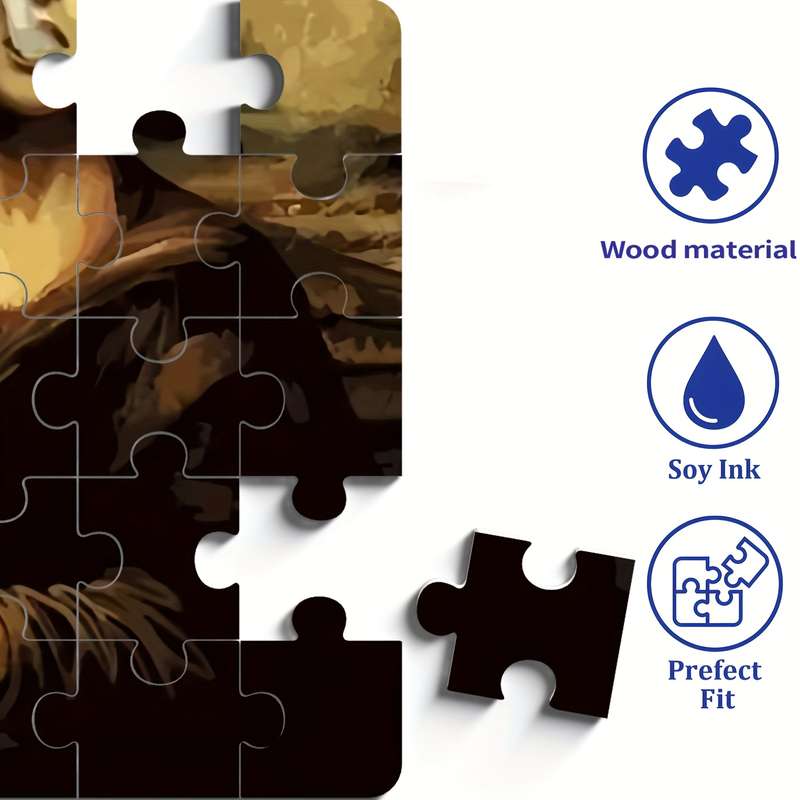 1000pcs Mona Lisa Smoking Jigsaw Puzzle for Adults Families Wooden Portable Ant