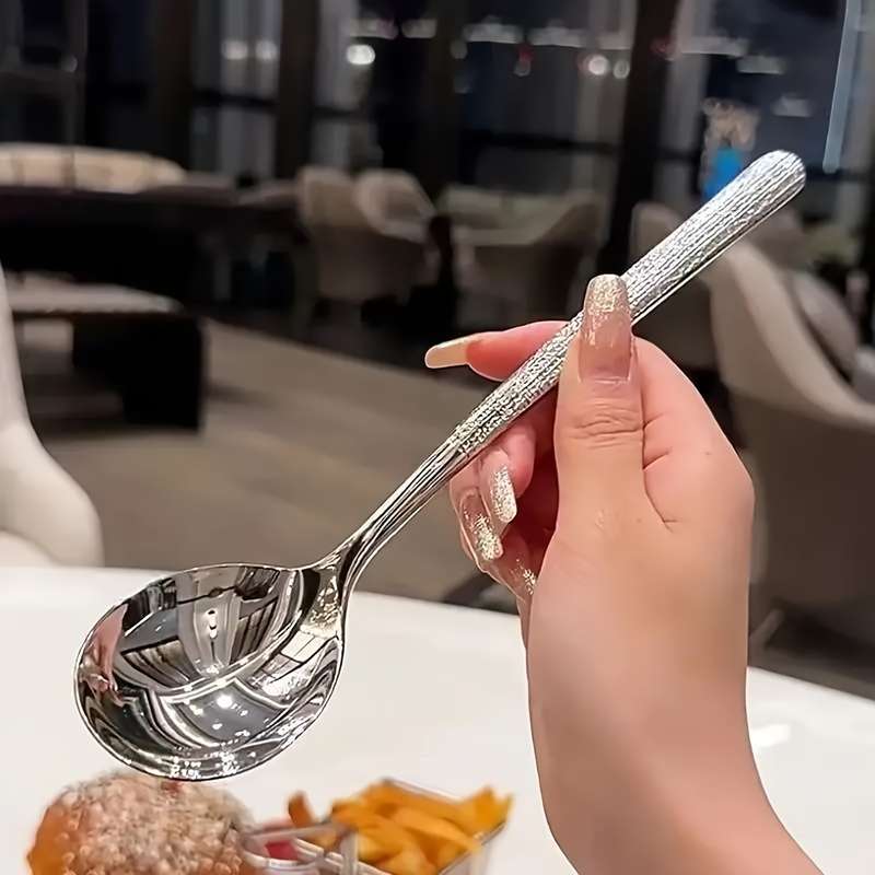 8pcs Stainless Steel Hammering Spoon Set Suitable for Soup Catering And Kitchen Use