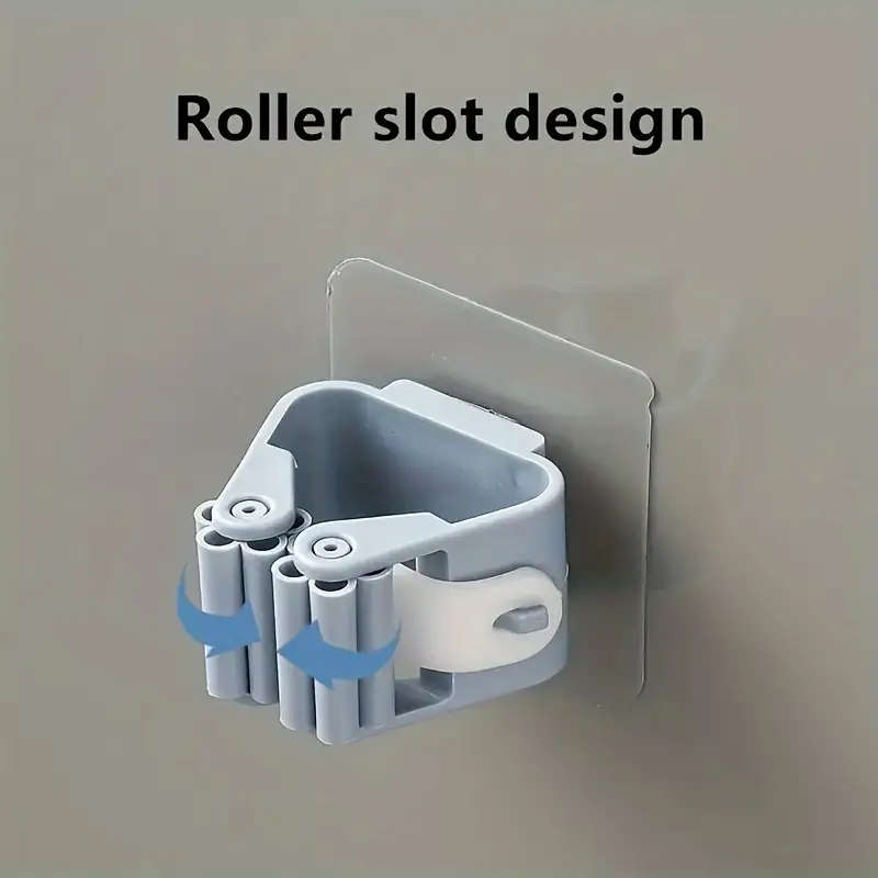 1pc Easy-Install Wall-Mounted Mop and Broom Holder Space-Saving Plastic Storage Rack