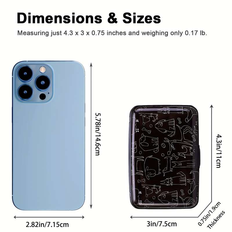 1pc RONG REN HUI Modern Egyptian-Inspired Line Art RFID Blocking Aluminum Wallet Compact Metal Ca