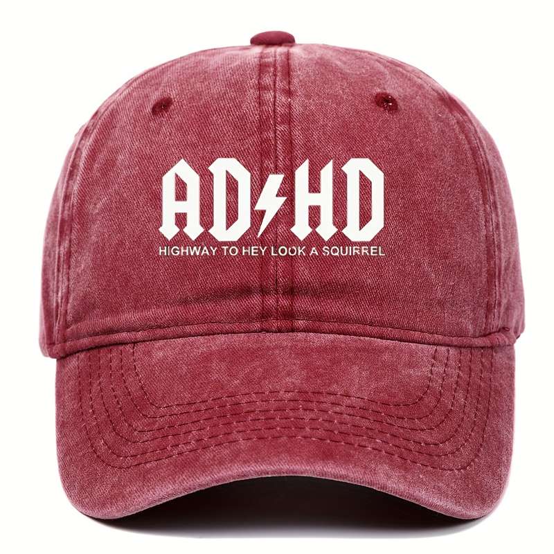 1pc Funky Distressed Moisture-Wicking Adjustable Duckbill Hat AD+HD Print Cotton Baseball Cap For
