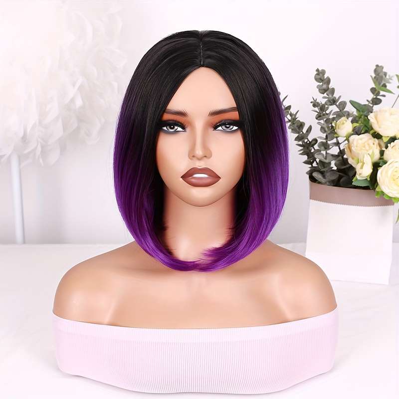 1Pc Dark Purple 35.56cm Fashion Design Wig