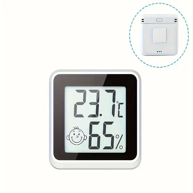 1pc Mini LCD Digital Thermometer Hygrometer Battery-Powered Indoor Humidity Meter with Emoticon Disp