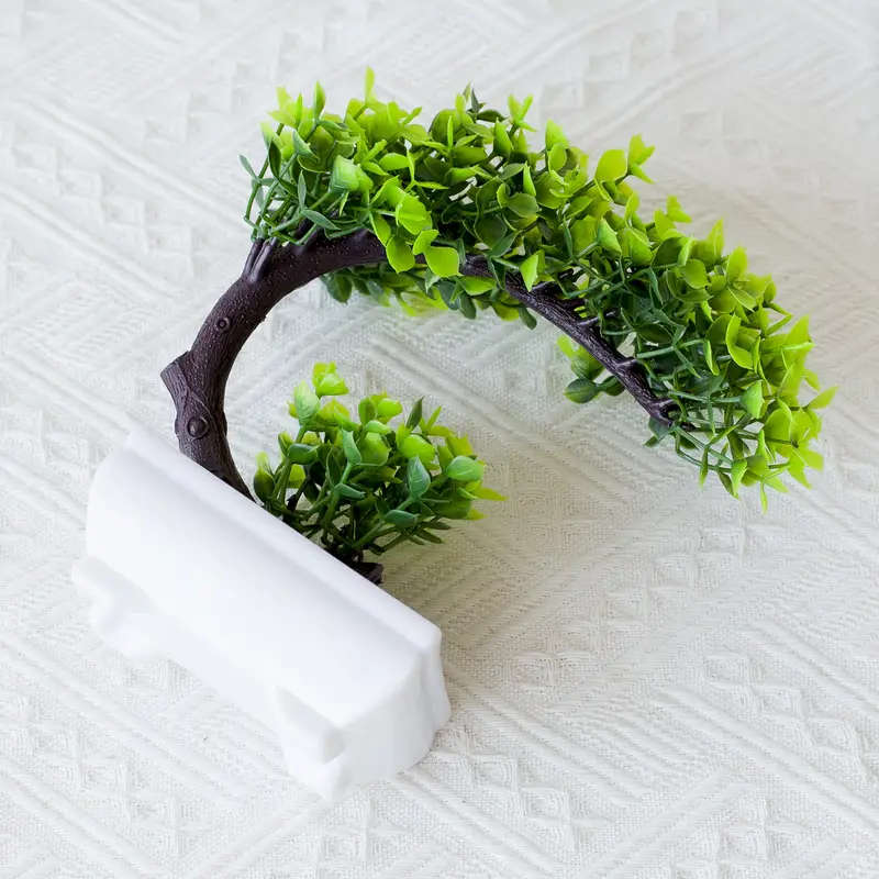 1pc Charming Faux Eucalyptus Bonsai with White Pot Perfect for Home Office Decor