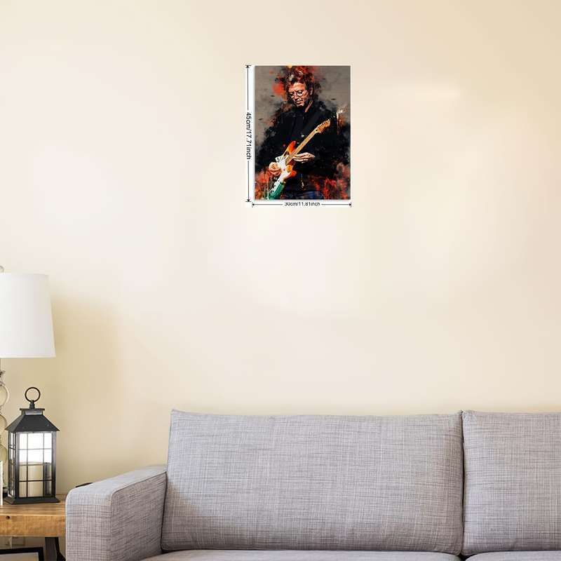 1pc  Eric Clapton Guitarist Canvas Art Vibrant 30.48x45.72cm Wall Decor Fiery Abstract Backgr