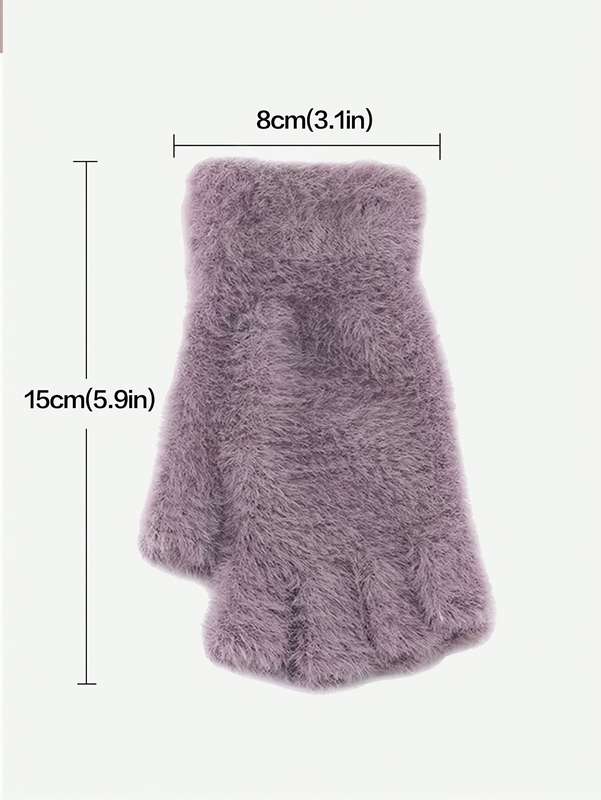 1 Pair Black White One Size Warm Gloves