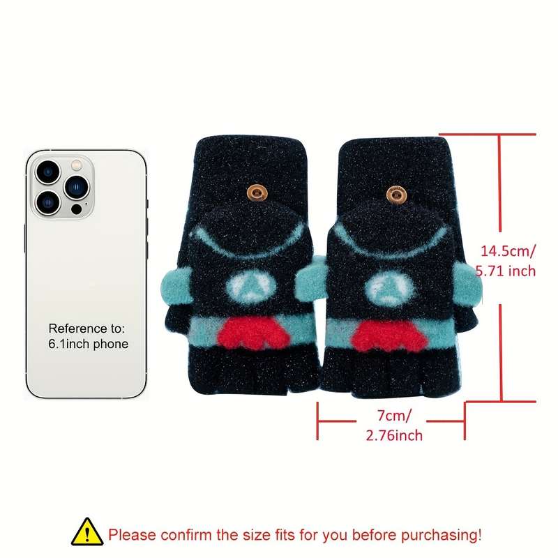 1 Pair Black Warm Gloves