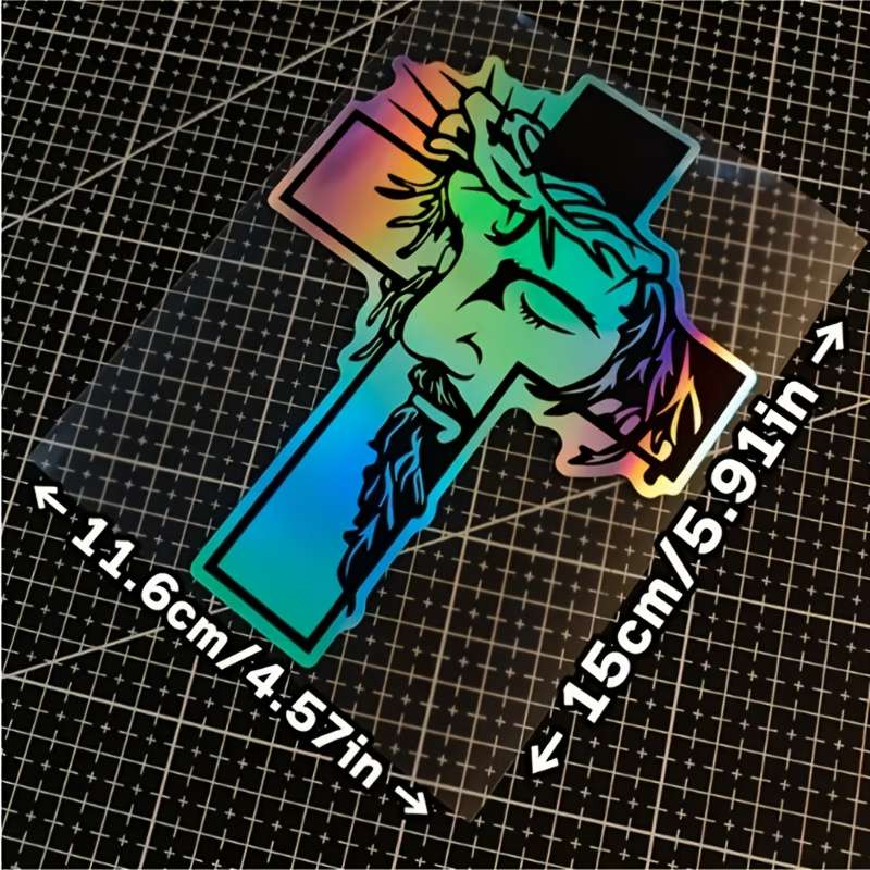 1pc Laser Jesus Christian Themed Stickers