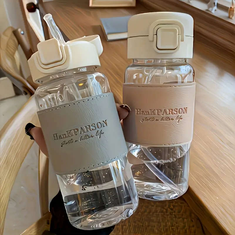 1pc 500ml BPA-Free Plastic Water Bottle with Straw Flip LAid Leakproof Durable for Outdoor Sports Fi