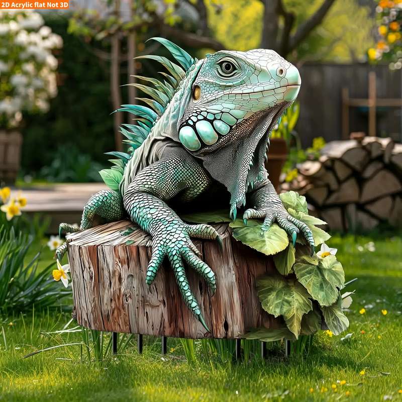 1pc 2D Flat Modern  Beard Dragon Acrylic Garden Stake 19.99 cm X 13.97 cm Yard And Lawn Sun Catcher