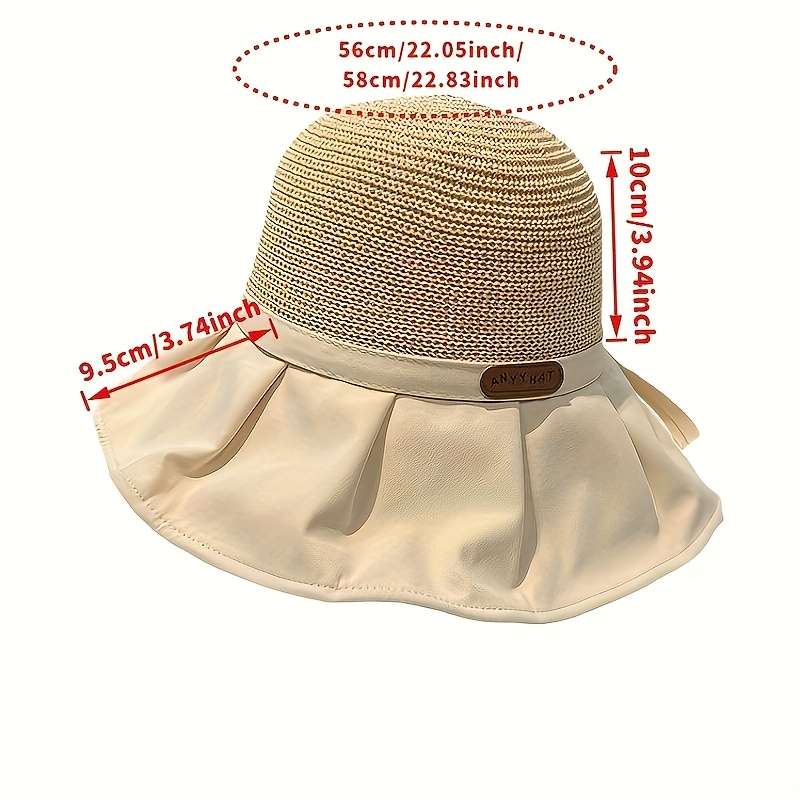 1pc Women'S Elegant Summer Bucket Hat with Bowknot Wide Brim Sun Hat for Beach Outdoor Travel