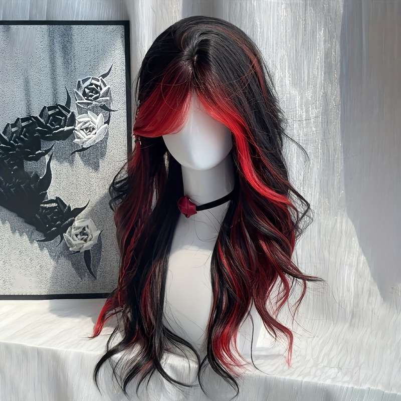 1Pc Black Red 60.96cm Fashion Design Wig