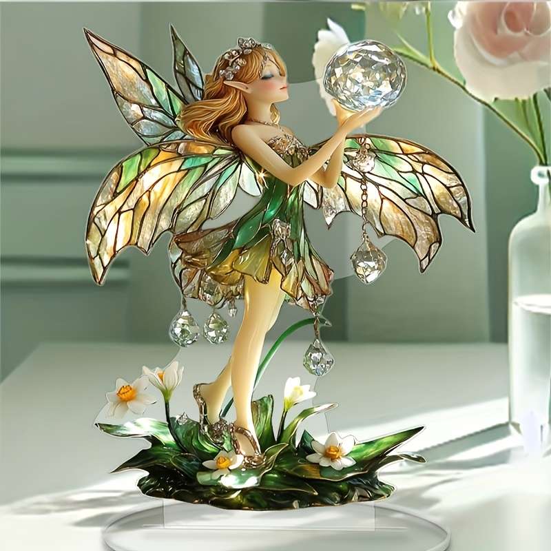 1pc 2D Flat  Enchanted Fairy Acrylic Desk Ornament 17.78cm x 15.24cm Perfect Birthday Gift for S